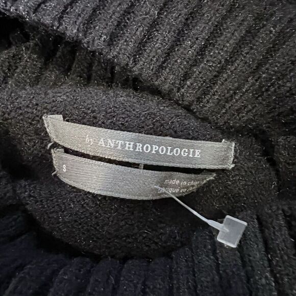 Anthropologie Women's Size Small Button Mock Neck Black Cozy Sweater Casual - Picture 9 of 13